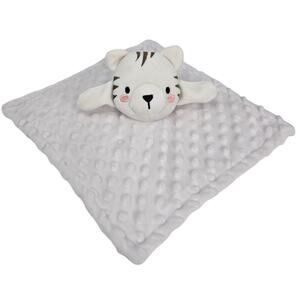 Unbranded White Tiger Cat Minky Dot Lovey Security Baby Blanket Stuffed Animal